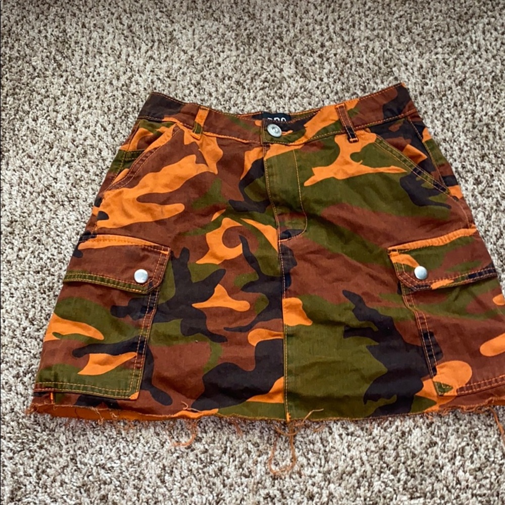 Orange army fatigue skirt